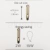 LED Filment COG dekor izzó, antikolt - T136 - 2 watt - meleg fehér