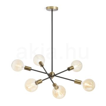 ARTEMIA 6 rúdon fekete szálcsiszolt sárgaréz 230V LED E27 6x15W