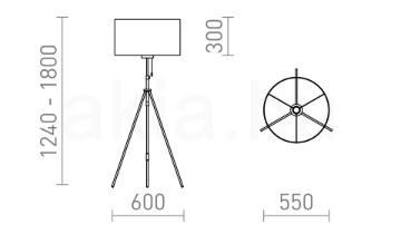 LUTON/RON 55 állólámpa  Polycotton fehér/fekete/fém 230V LED E27 15W