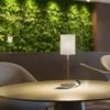 KEITH/RON 15/20 asztali lámpa USB-vel  Polycotton fehér/bükk 230V LED E27 15W