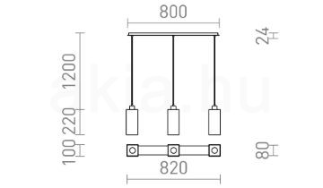 LIZ III 80 függő lámpa fekete üveg/matt nikkel 230V LED E27 3x15W