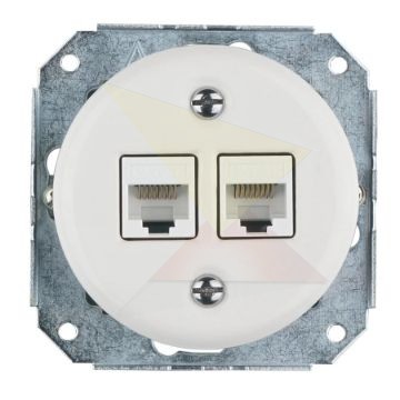 Dupla RJ45 aljzat betét fehér színben