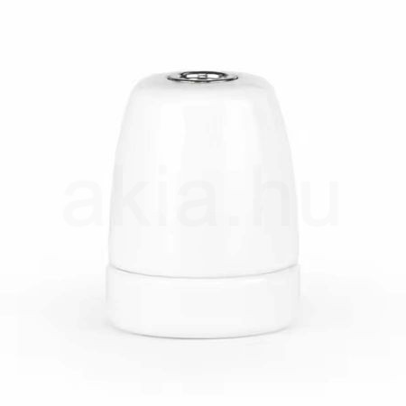 Fehér E27 egyenes porcelán foglalat M10×1 rögzítéssel