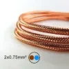 Vörösréz fémszövet borítású dekor vezeték 2×0,75 mm²
