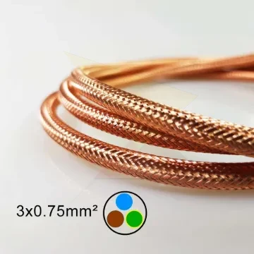 Vörösréz fémszövet borítású dekor vezeték 3×0,75 mm²