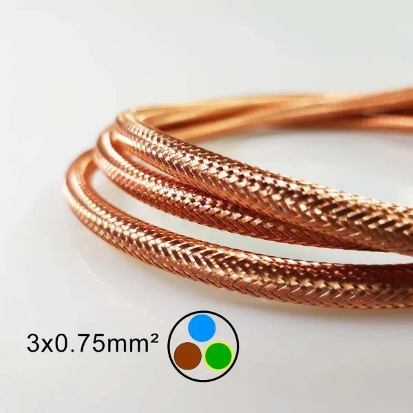 Vörösréz fémszövet borítású dekor vezeték 3×0,75 mm²