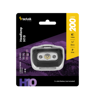 Technik Fejlámpa H10 (3xAAA) LED + piros fény (200 lumen)