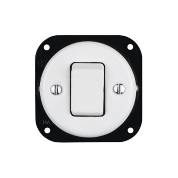 Porcelán kereszt kapcsoló, billenő, fehér, 107
